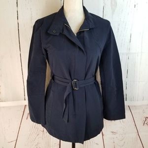 Stefanel Full Zip Jacket w/ Belt Sz S Navy Blue